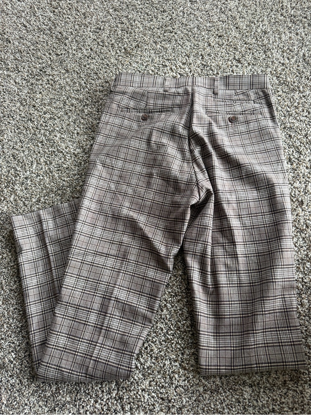 Murano Taupe Plaid Pants with Black Windowpane - Picture 3 of 4